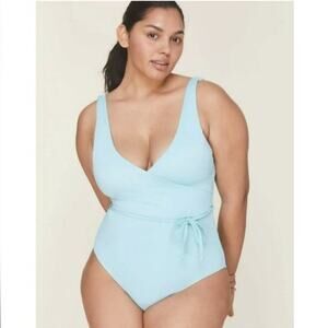 Andie Swim Belmar One Piece Swimsuit in Cedar Cablu  Light Blue Size XS